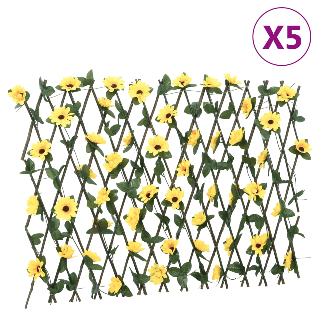 vidaXL Artificial Ivy Trellis Expandable 5 pcs Yellow 180x60 cm