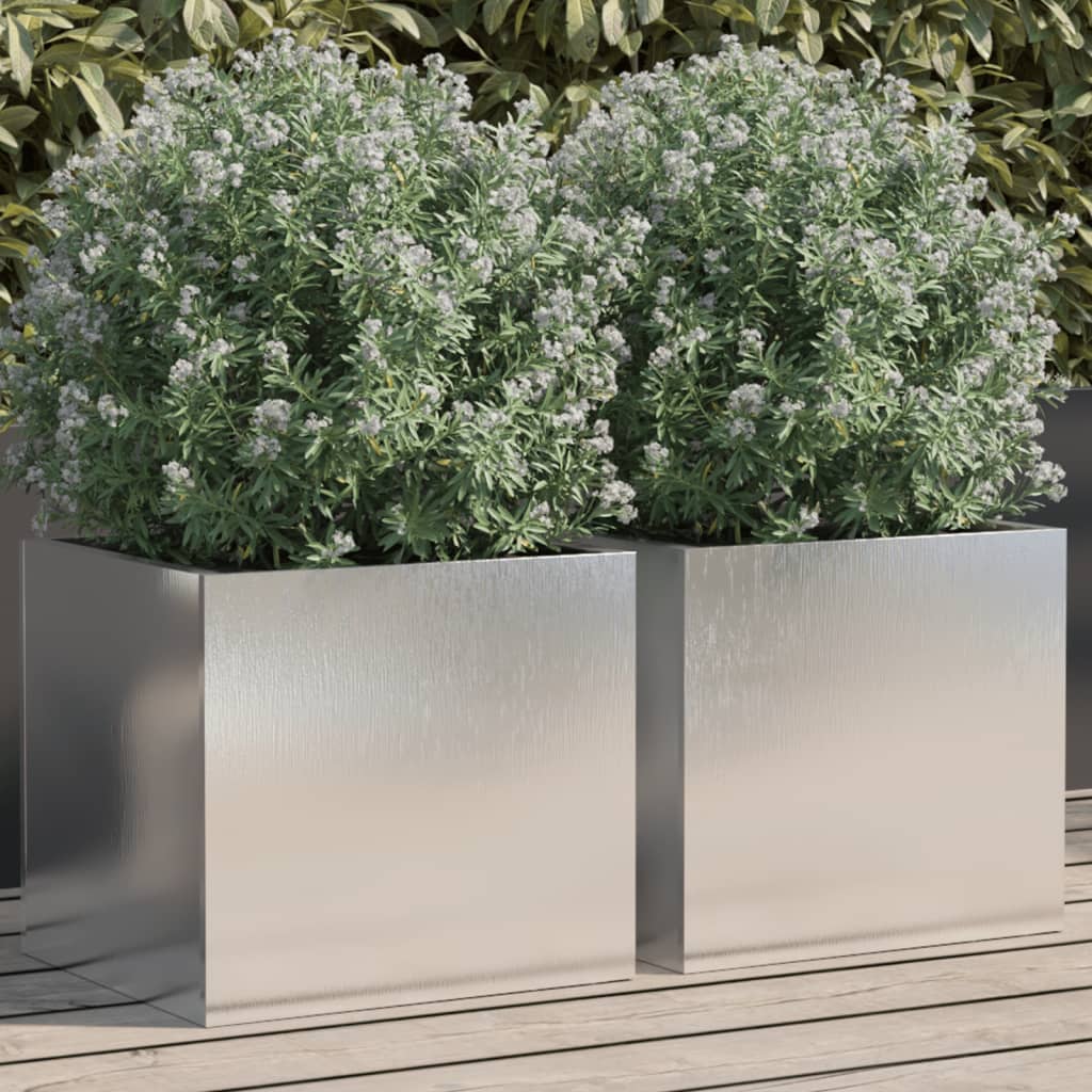 vidaXL Planters 2 pcs Silver 32x30x29 cm Stainless Steel