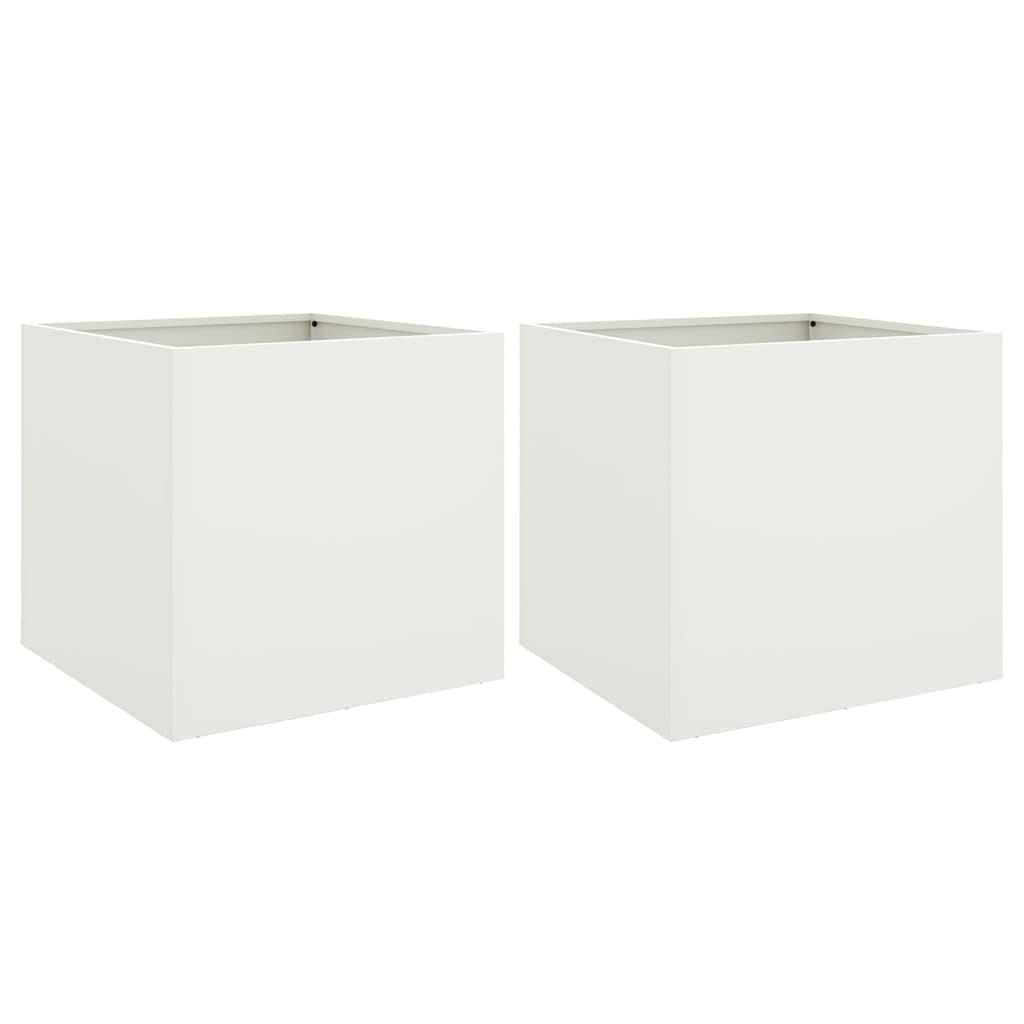 vidaXL Planters 2 pcs White 42x40x39 cm Steel