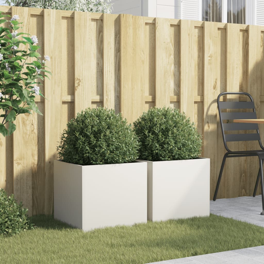 vidaXL Planters 2 pcs White 42x40x39 cm Steel