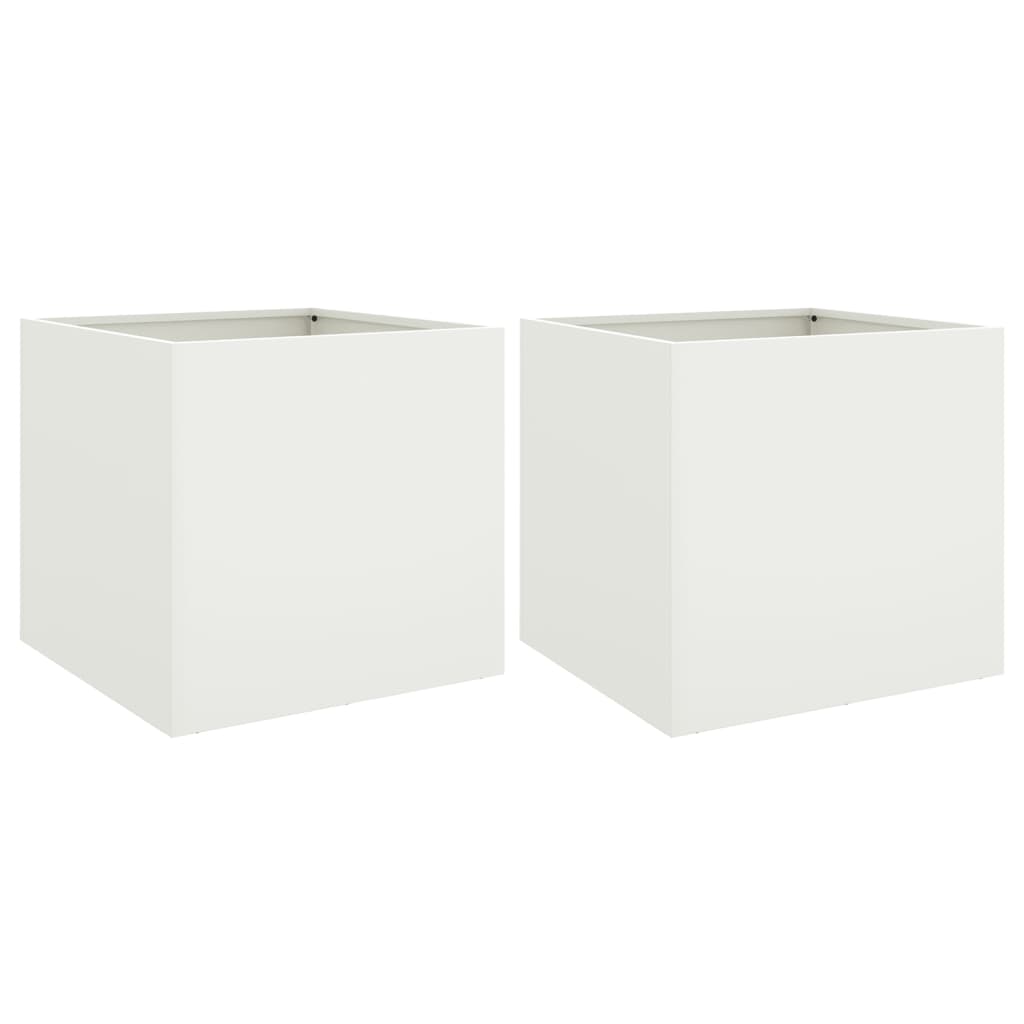 vidaXL Planters 2 pcs White 49x47x46 cm Steel