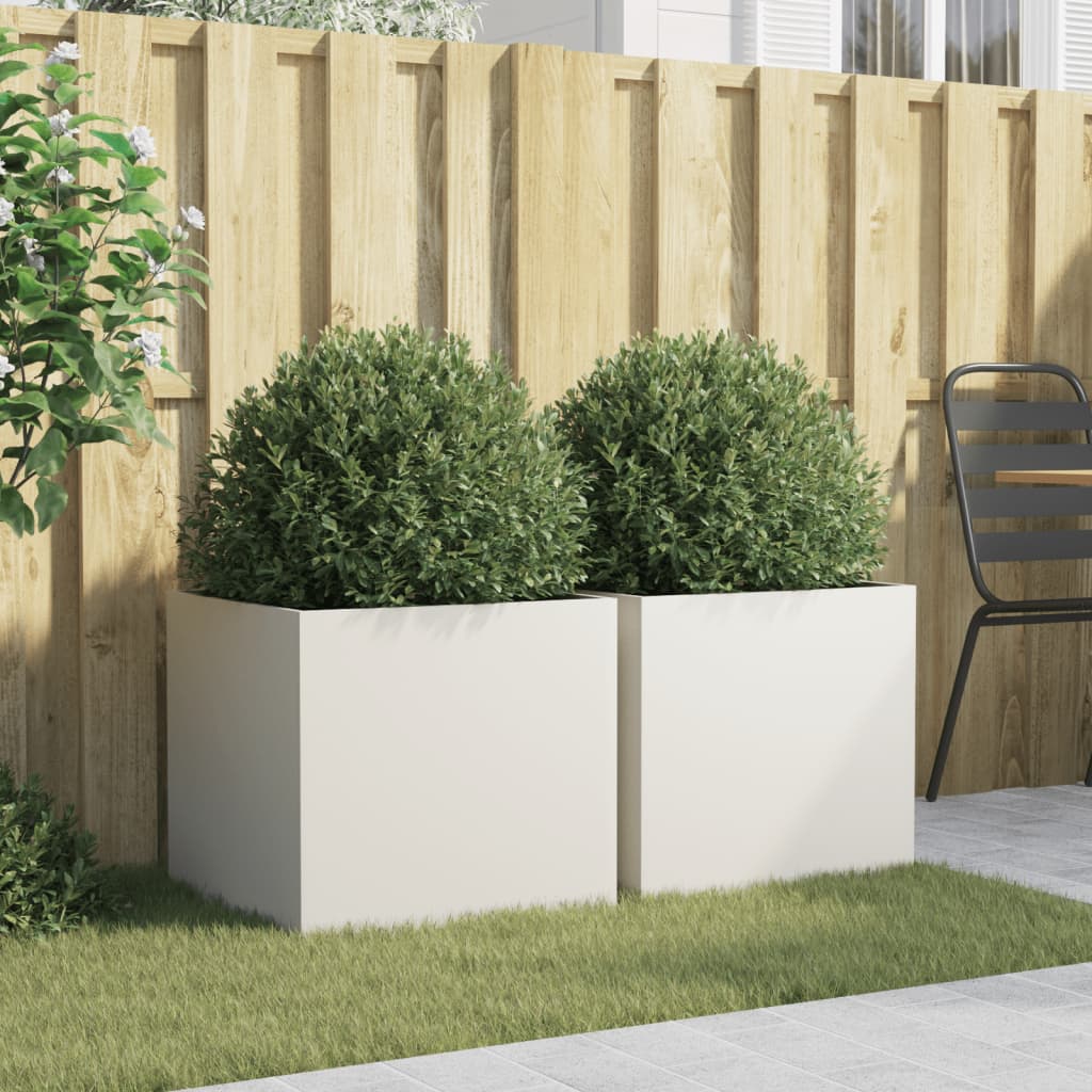 vidaXL Planters 2 pcs White 49x47x46 cm Steel