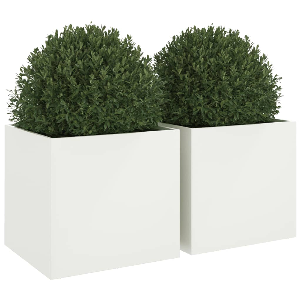 vidaXL Planters 2 pcs White 49x47x46 cm Steel