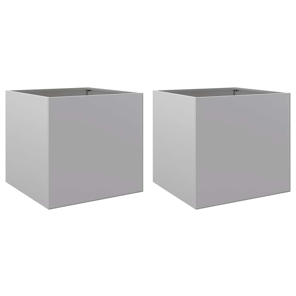 Planters 2 pcs Silver 49x47x46 cm Galvanised Steel