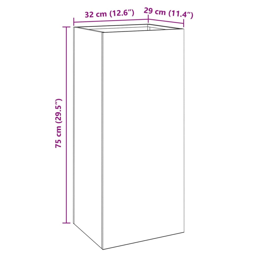 vidaXL Planter Silver 32x29x75 cm Galvanised Steel