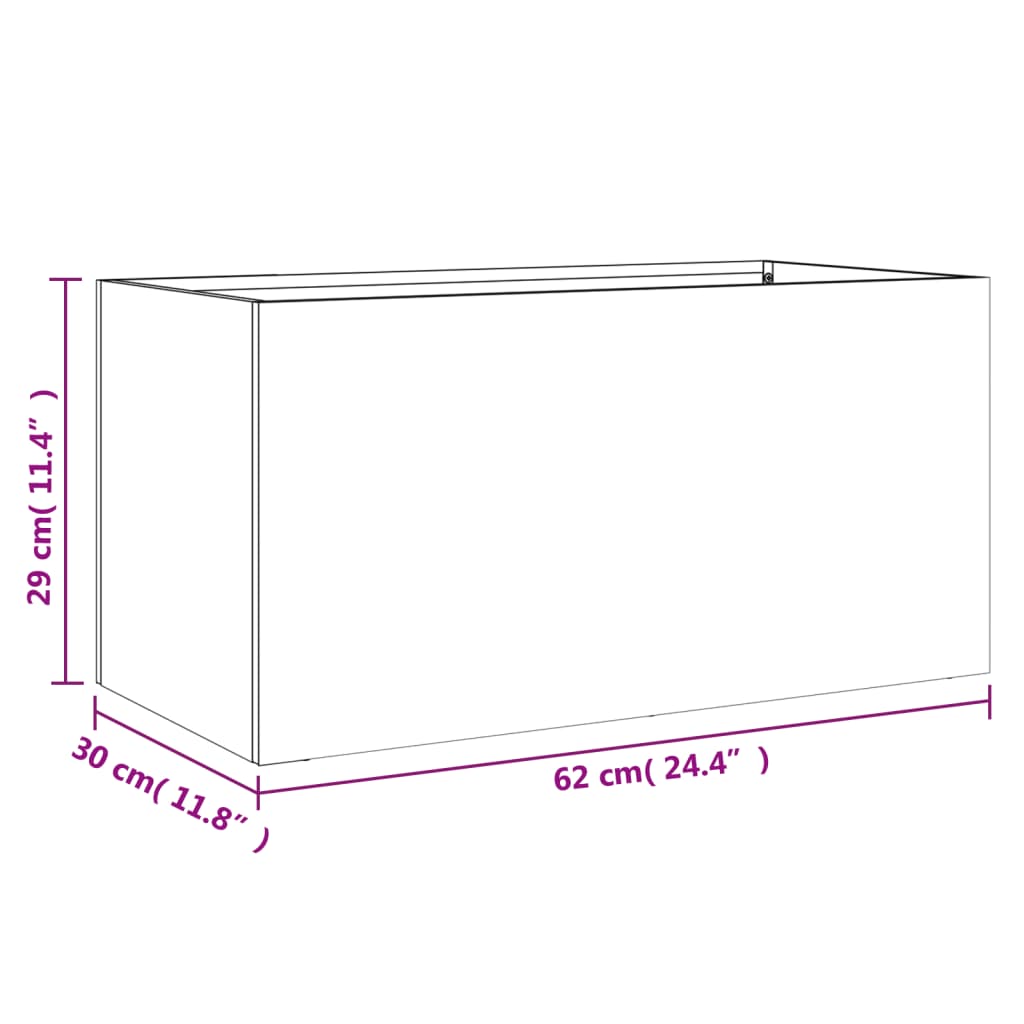 vidaXL Planter White 62x30x29 cm Cold-rolled Steel