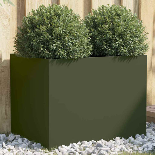 Planter Olive Green 62x47x46 cm Steel