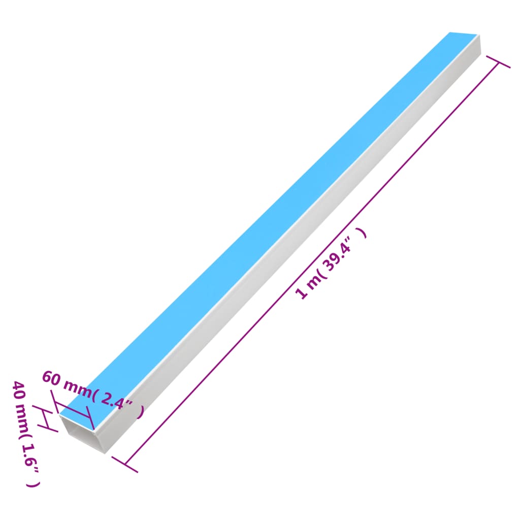 vidaXL Cable Trunking Self-Adhesive 60x40 mm 10 m PVC