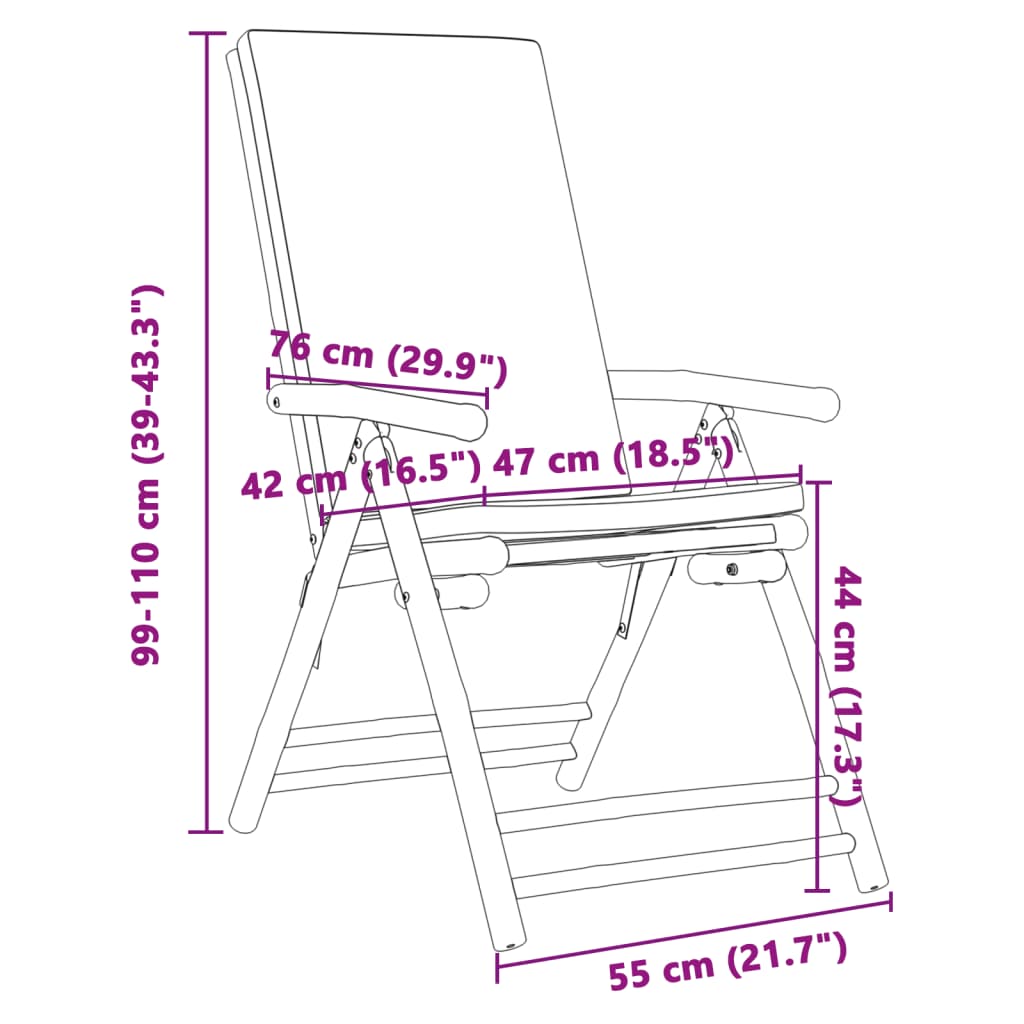 vidaXL 4 Piece Folding Reclining Chairs with Cream White Cushions Bamboo