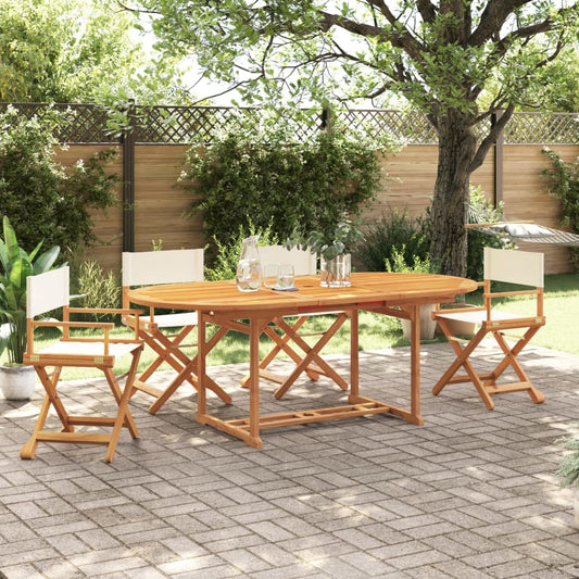 4 Piece Folding Chairs Cream White Fabric