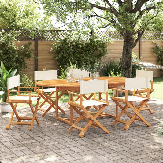 6 Piece Folding Chairs Cream White Fabric