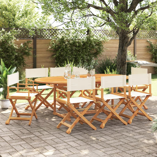 8 Piece Folding Chairs Cream White Fabric