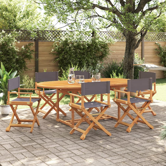 6 Piece Folding Chairs Dark Grey Fabric