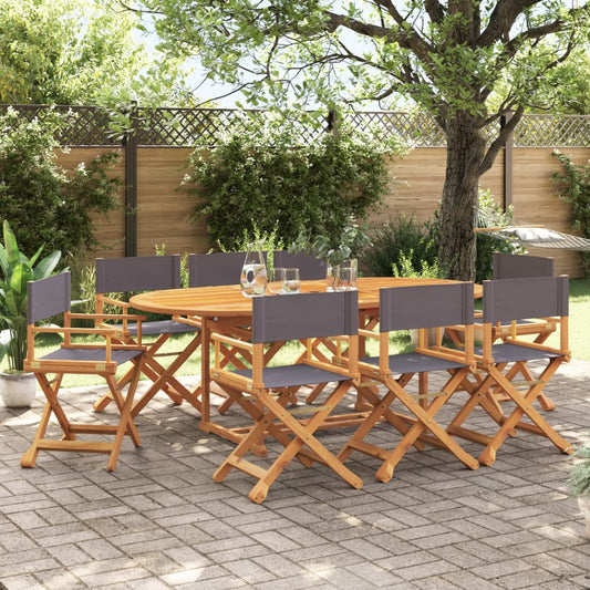 8 Piece Folding Chairs Dark Grey Fabric