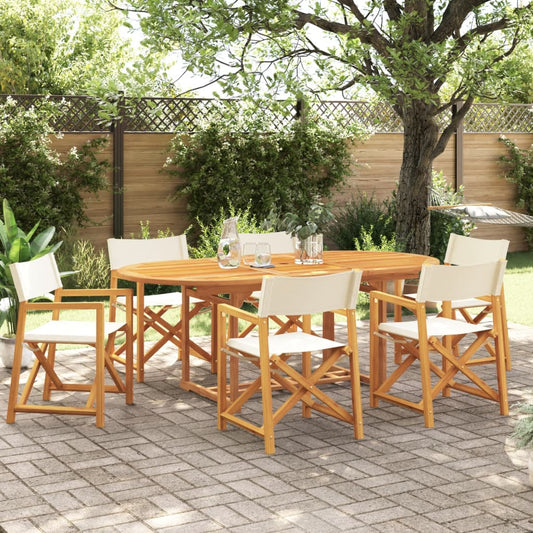 6 Piece Folding Chairs Cream White Fabric