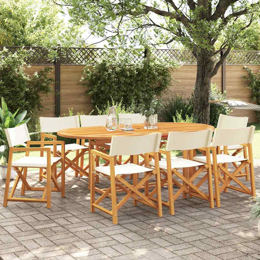 8 Piece Folding Chairs Cream White Fabric