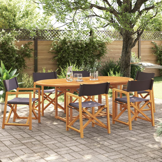 6 Piece Folding Chairs Dark Grey Fabric