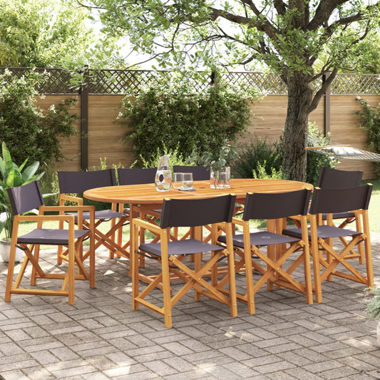 8 Piece Folding Chairs Dark Grey Fabric