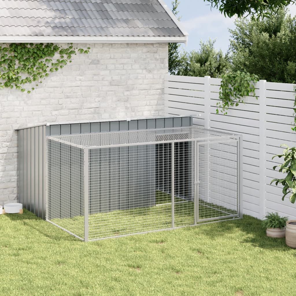 vidaXL Dog House with Run Anthracite 197x194x110 cm Galvanised Steel