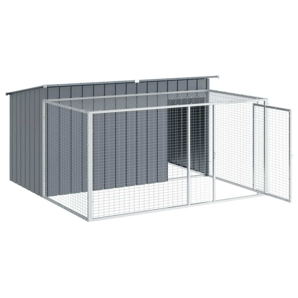 vidaXL Dog House with Run Anthracite 197x194x110 cm Galvanised Steel