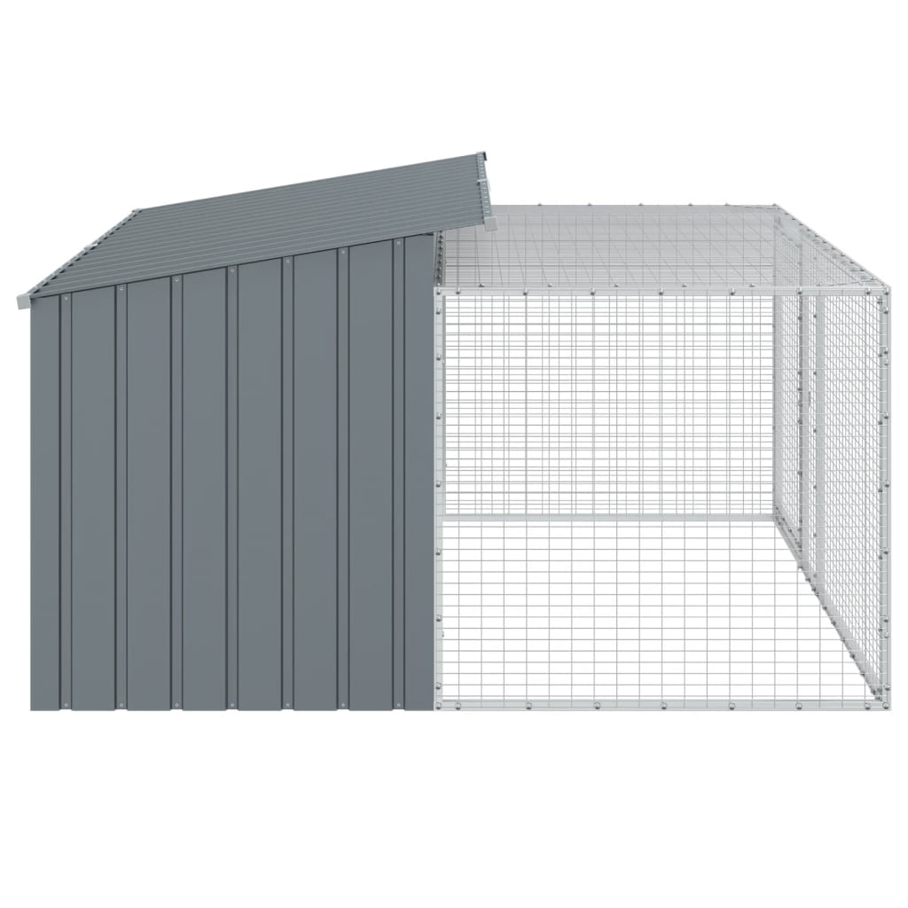 vidaXL Dog House with Run Anthracite 197x194x110 cm Galvanised Steel