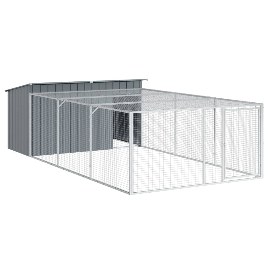 vidaXL Dog House with Run Anthracite 197x396x110 cm Galvanised Steel