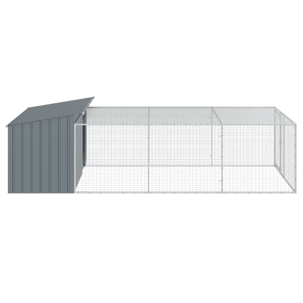 vidaXL Dog House with Run Anthracite 197x396x110 cm Galvanised Steel