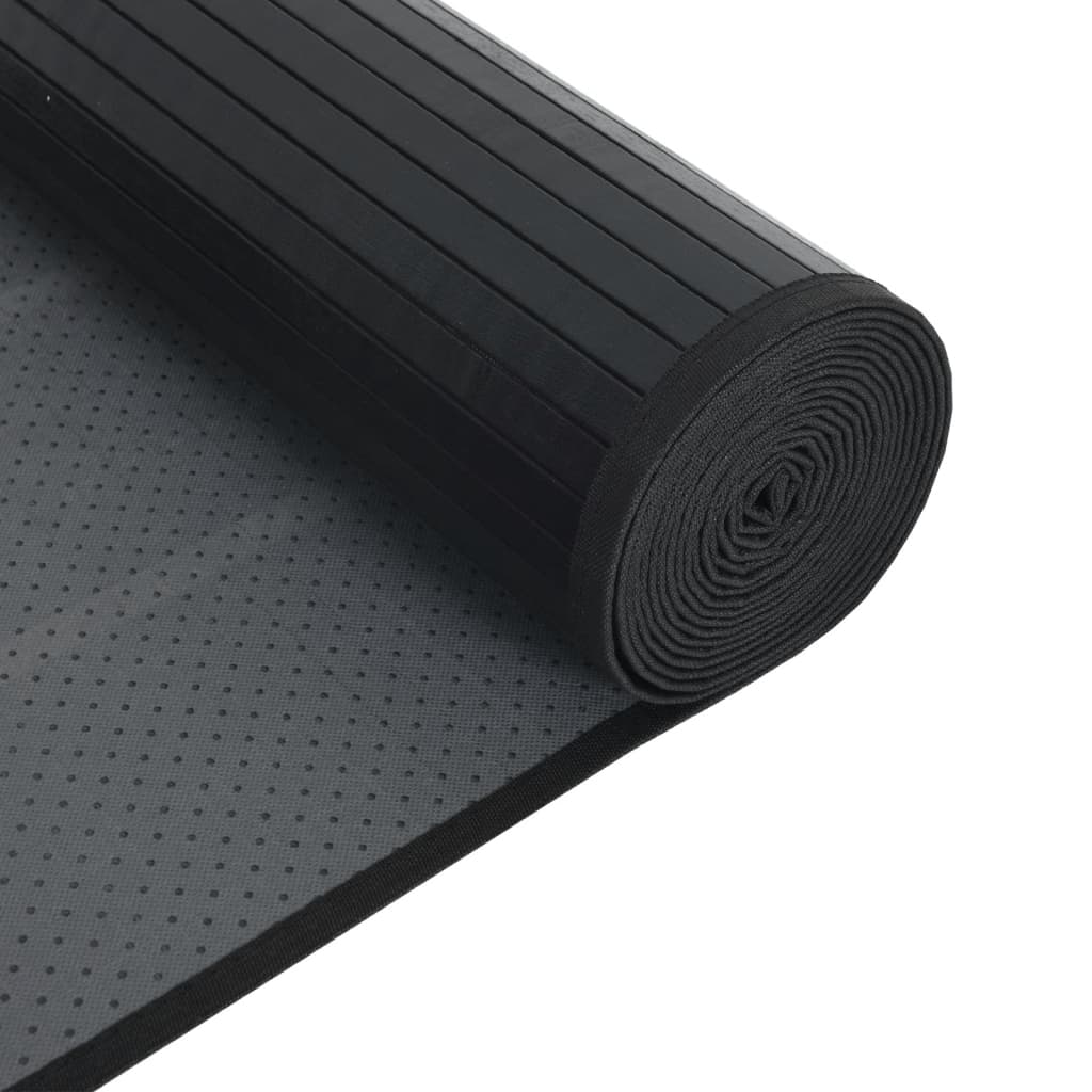 Rug Square Black100x100 cm Bamboo