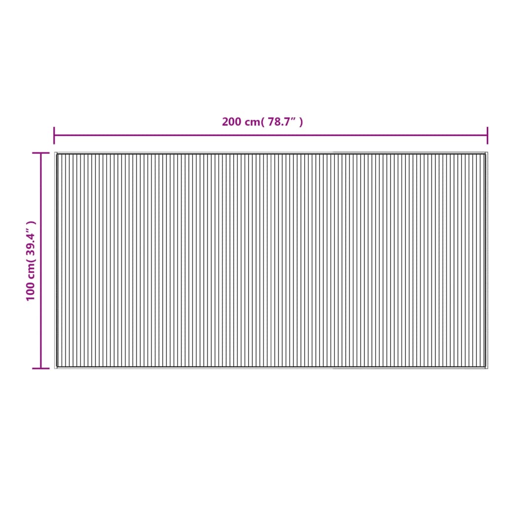 Rug Rectangular Black100x200 cm Bamboo