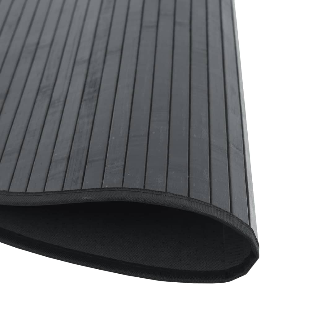 Rug Round Black100 cm Bamboo