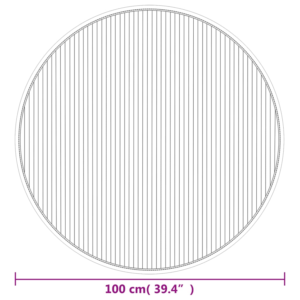 Rug Round Black100 cm Bamboo