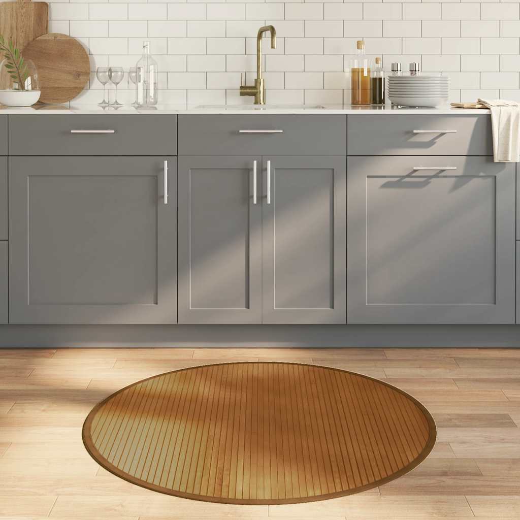 Rug Round Brown100 cm Bamboo