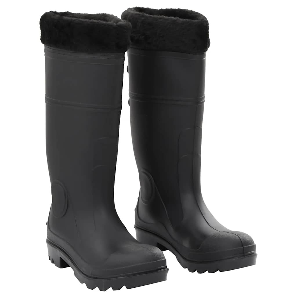 Rain Boots with Removable Socks Black Size 40 PVC