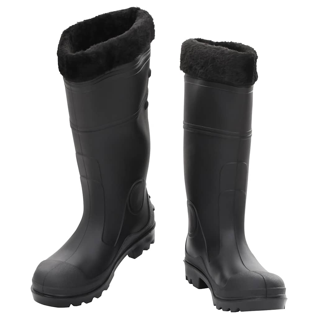 Rain Boots with Removable Socks Black Size 40 PVC
