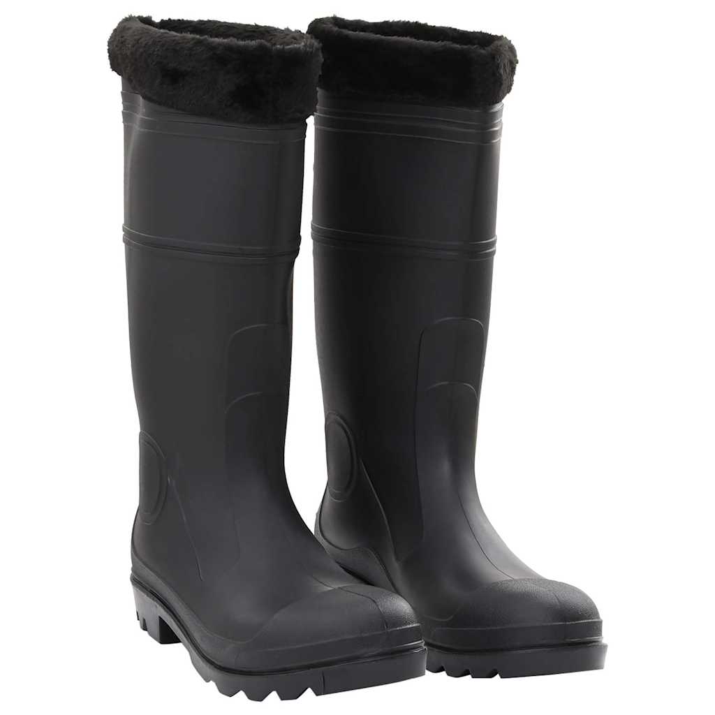 Rain Boots with Removable Socks Black Size 44 PVC