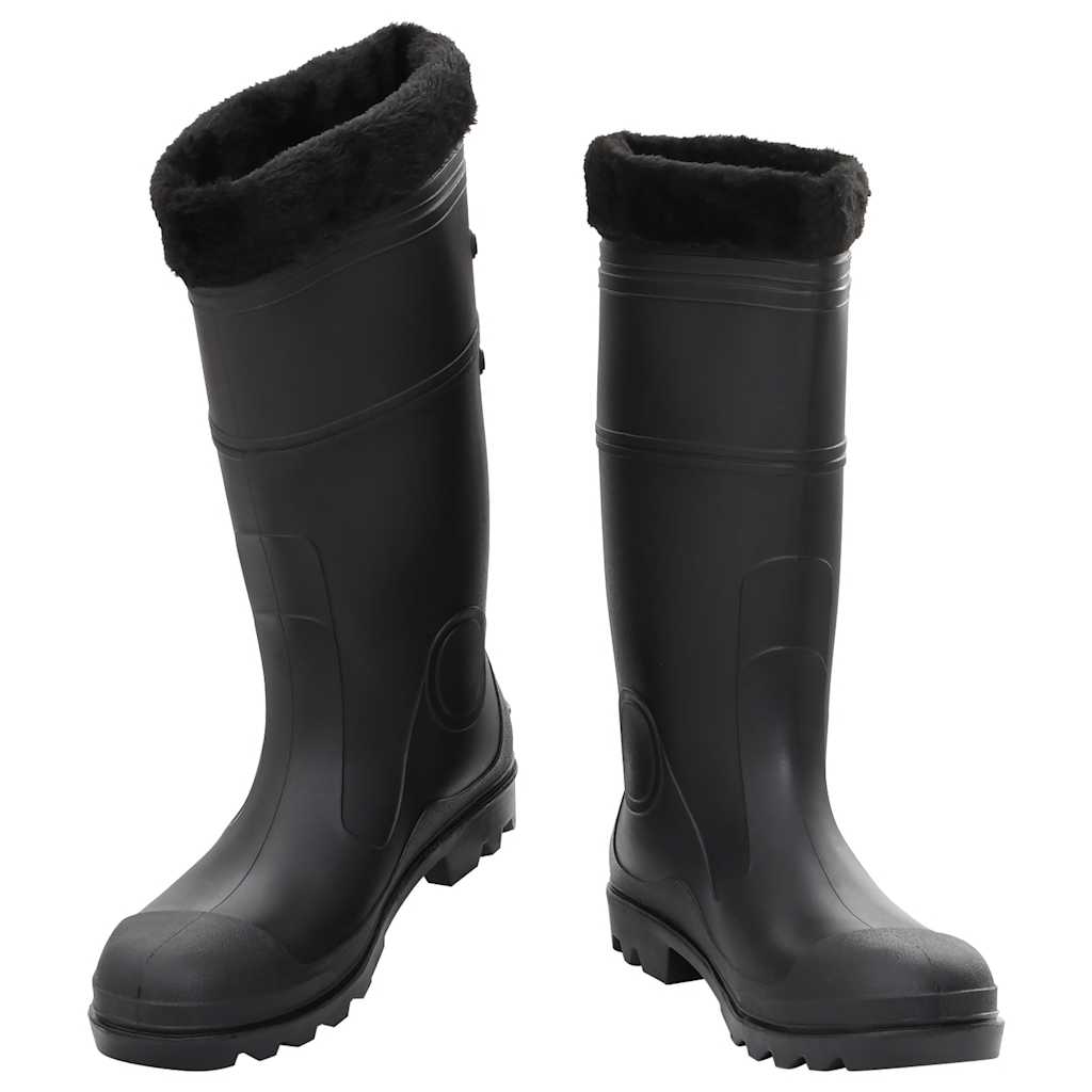 Rain Boots with Removable Socks Black Size 45 PVC