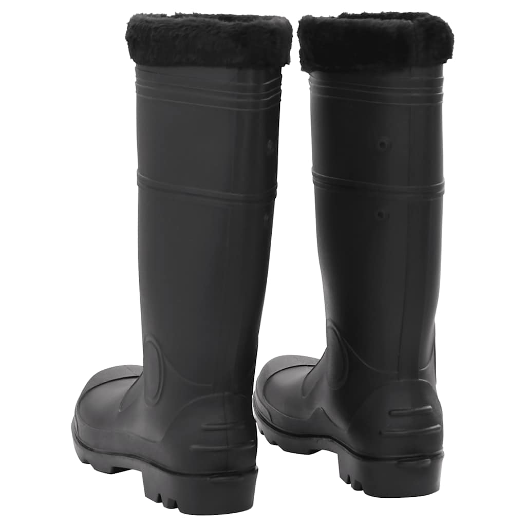 Rain Boots with Removable Socks Black Size 45 PVC