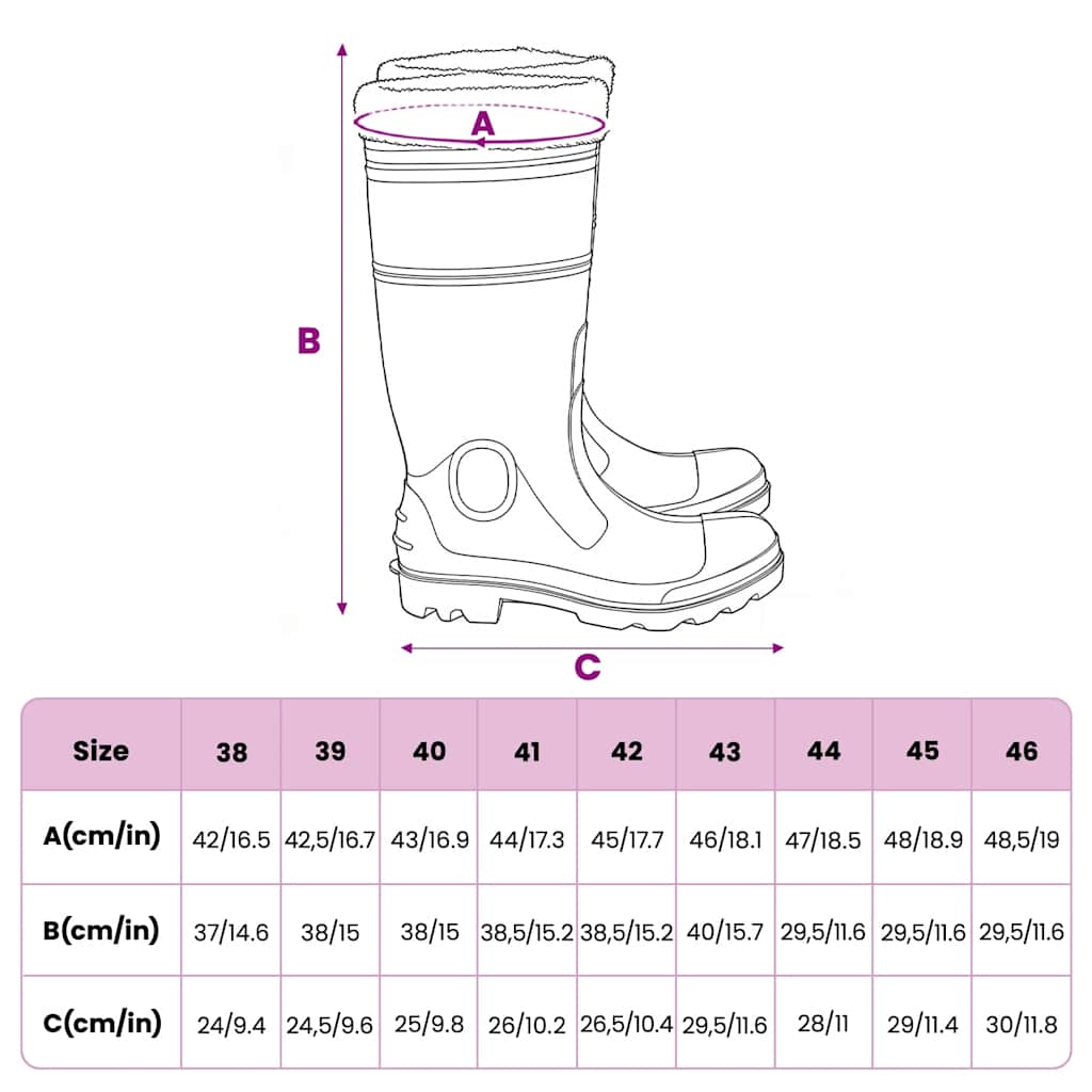 Rain Boots with Removable Socks Black Size 45 PVC