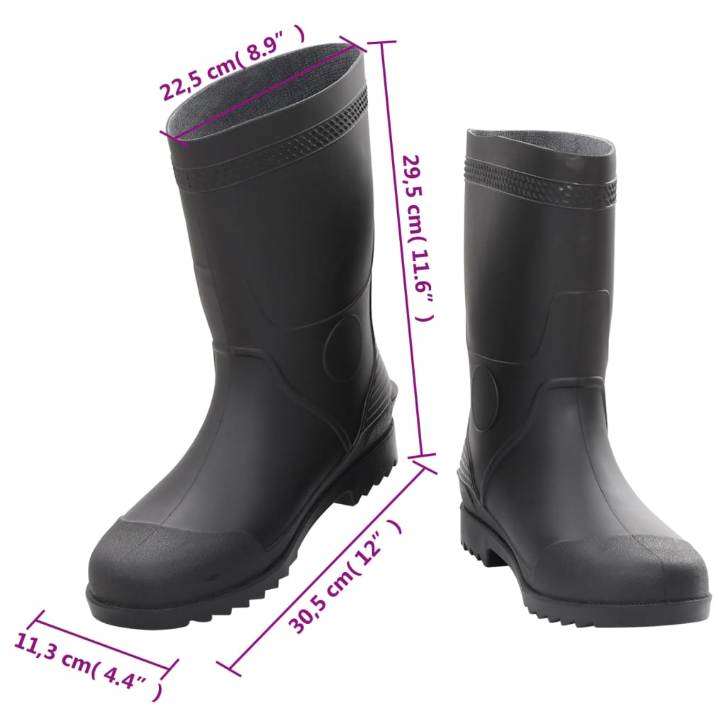 vidaXL Rain Boots Black Size 46 PVC