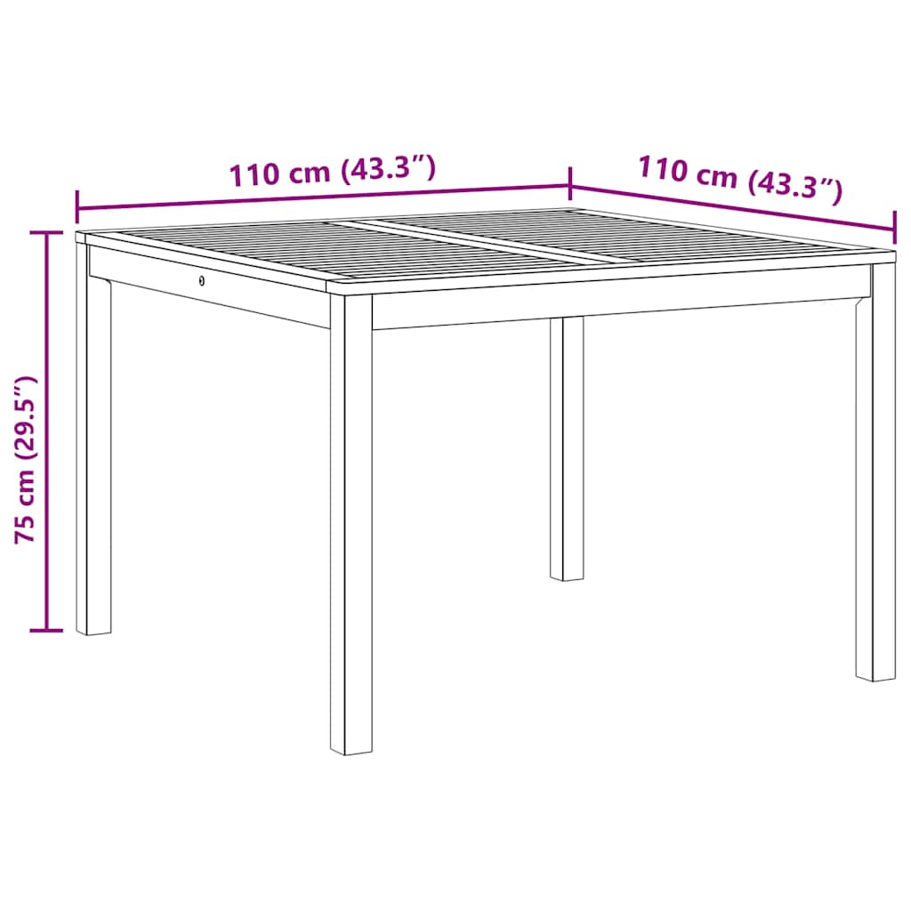 366369 vidaXL Garden Dining Table 110x110x75 cm Solid Wood Acacia