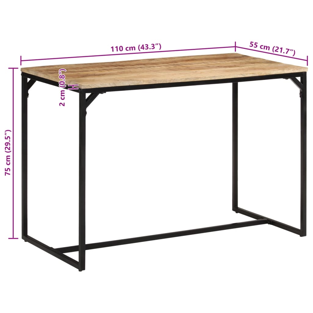 vidaXL Dining Table 110x55x75 cm Solid Rough Wood Mango