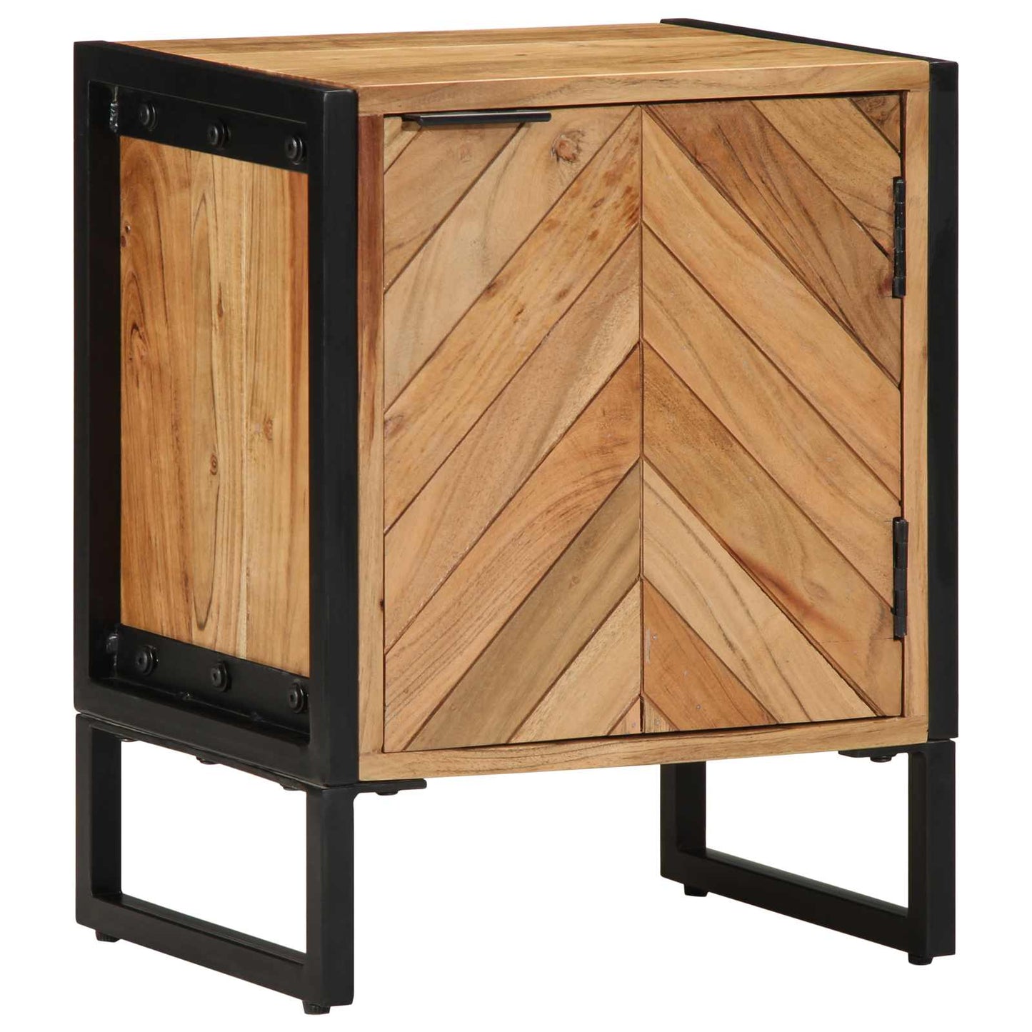 Bedside Table Brown 40 x 30 x 50 cm Solid Acacia Wood and Metal