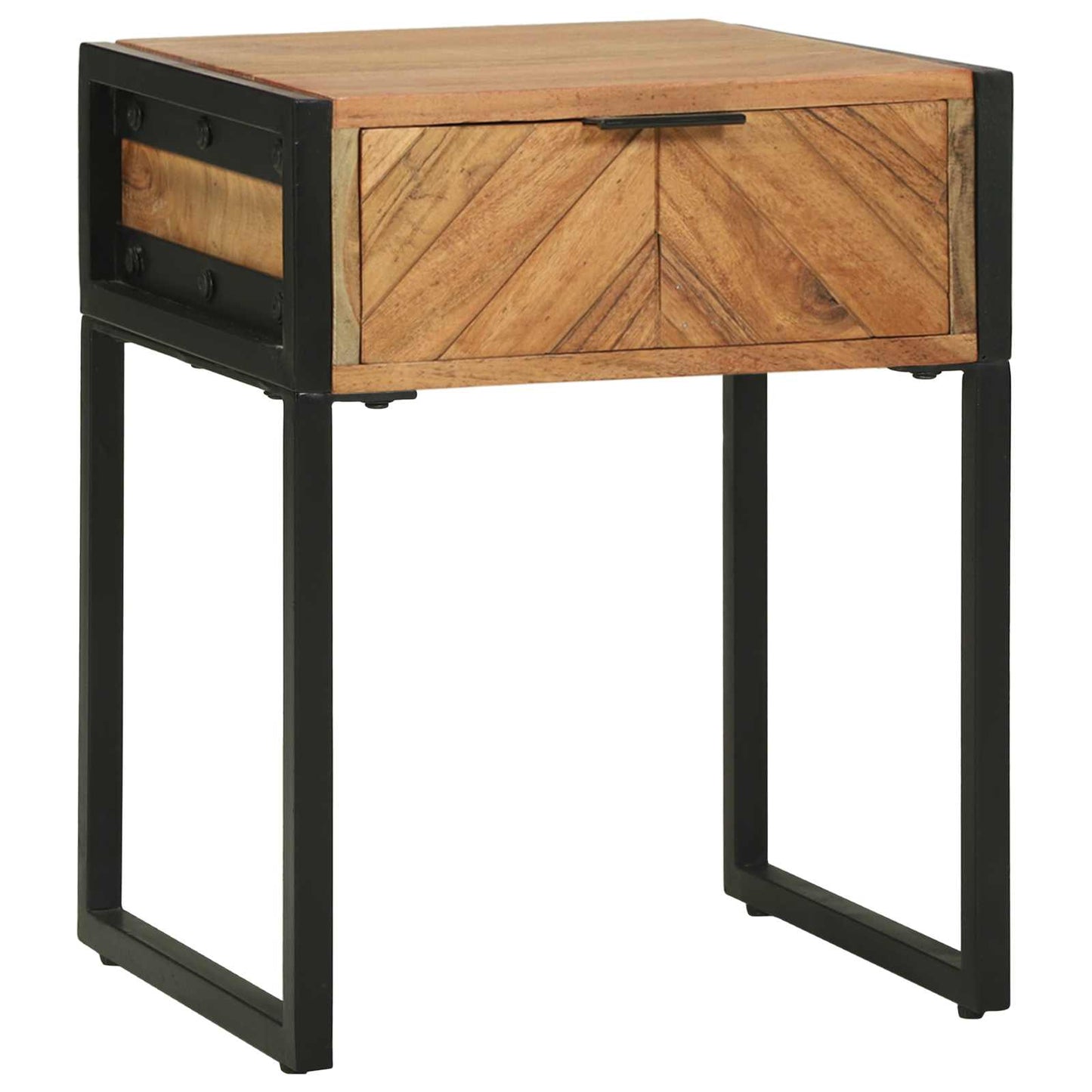 Bedside Table Brown 40 x 35 x 50 cm Solid Acacia Wood and Metal