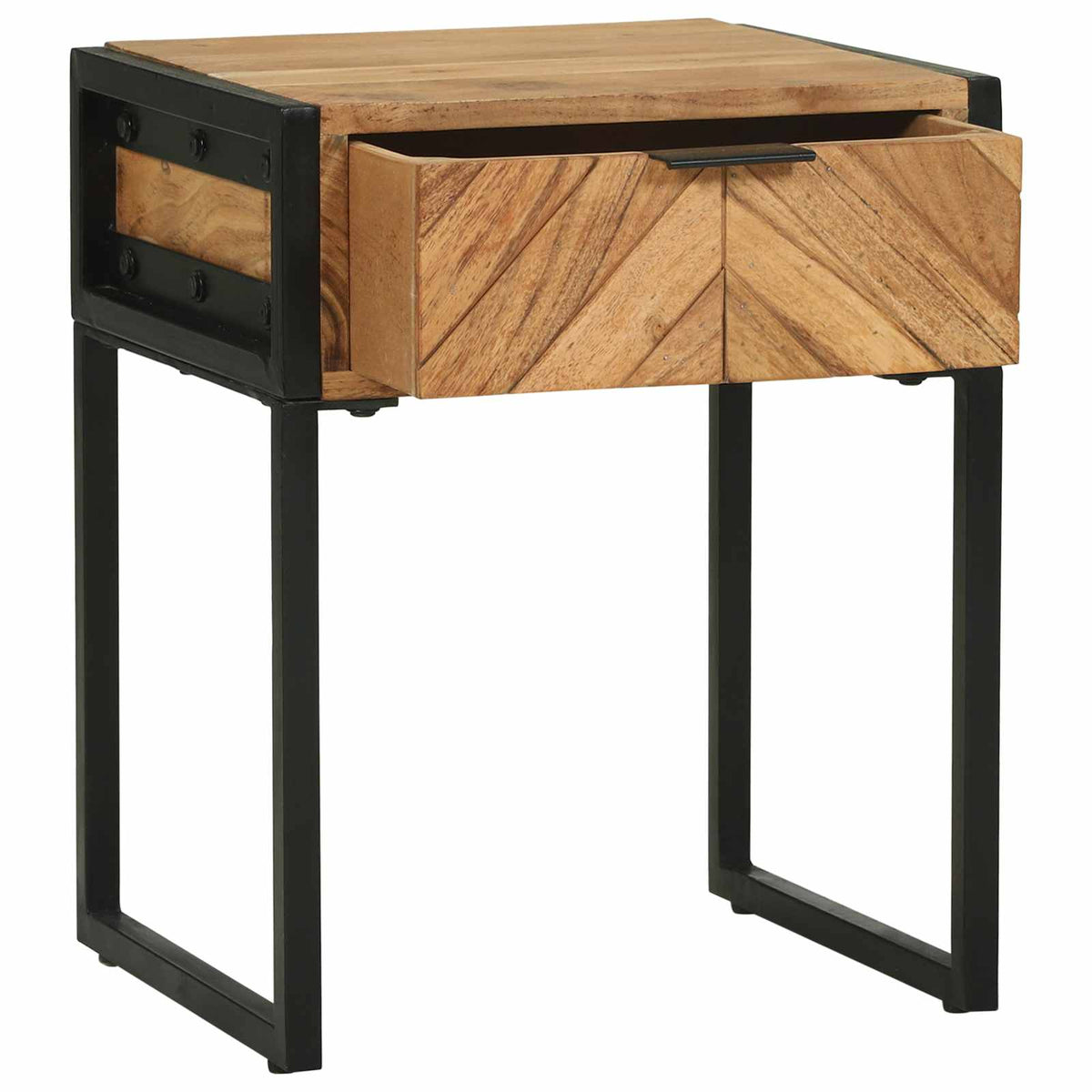 Bedside Table Brown 40 x 35 x 50 cm Solid Acacia Wood and Metal