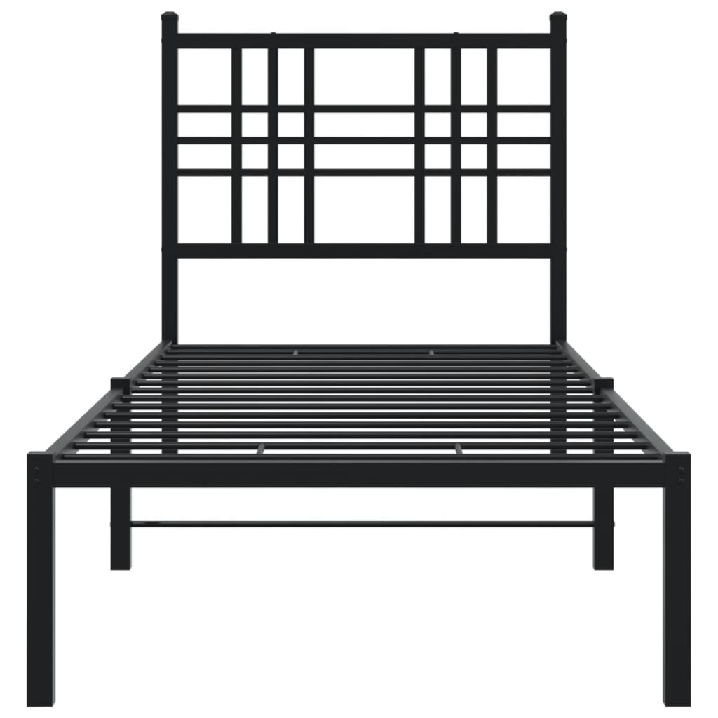 vidaXL Metal Bed Frame without Mattress with Headboard Black 75x190cm