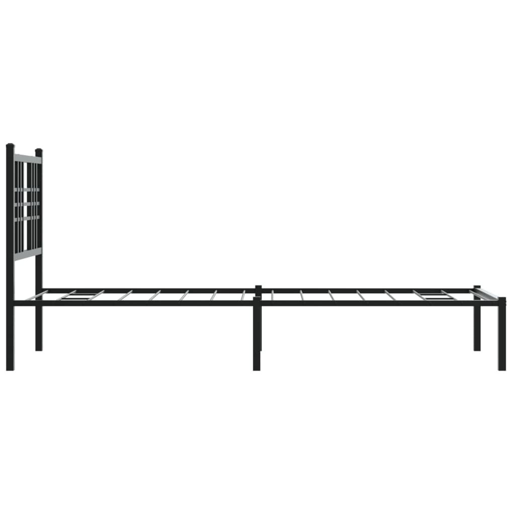 vidaXL Metal Bed Frame without Mattress with Headboard Black 75x190cm