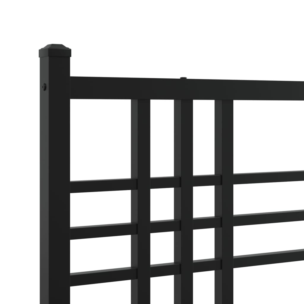 vidaXL Metal Bed Frame without Mattress with Headboard Black 75x190cm