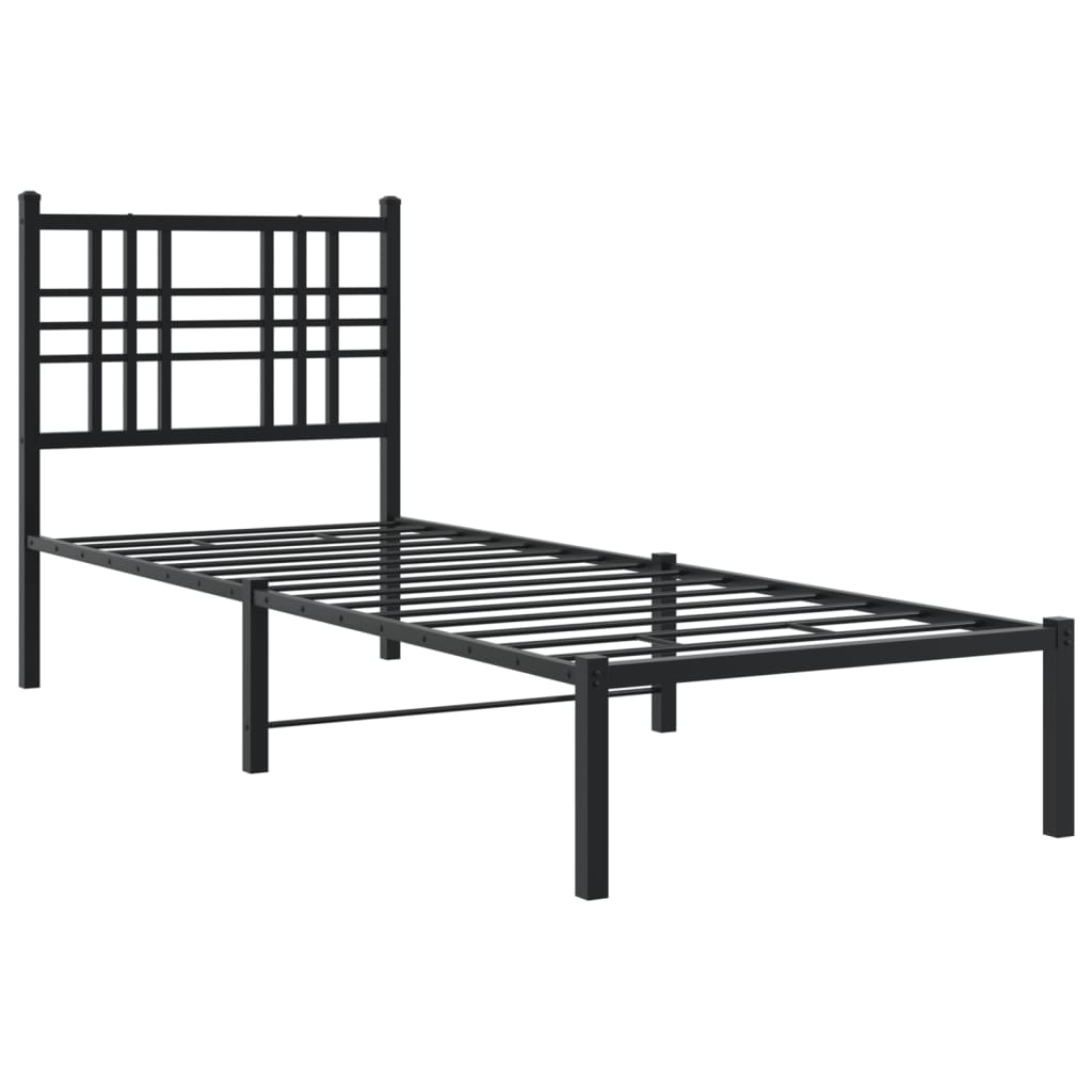 vidaXL Metal Bed Frame without Mattress with Headboard Black 80x200cm