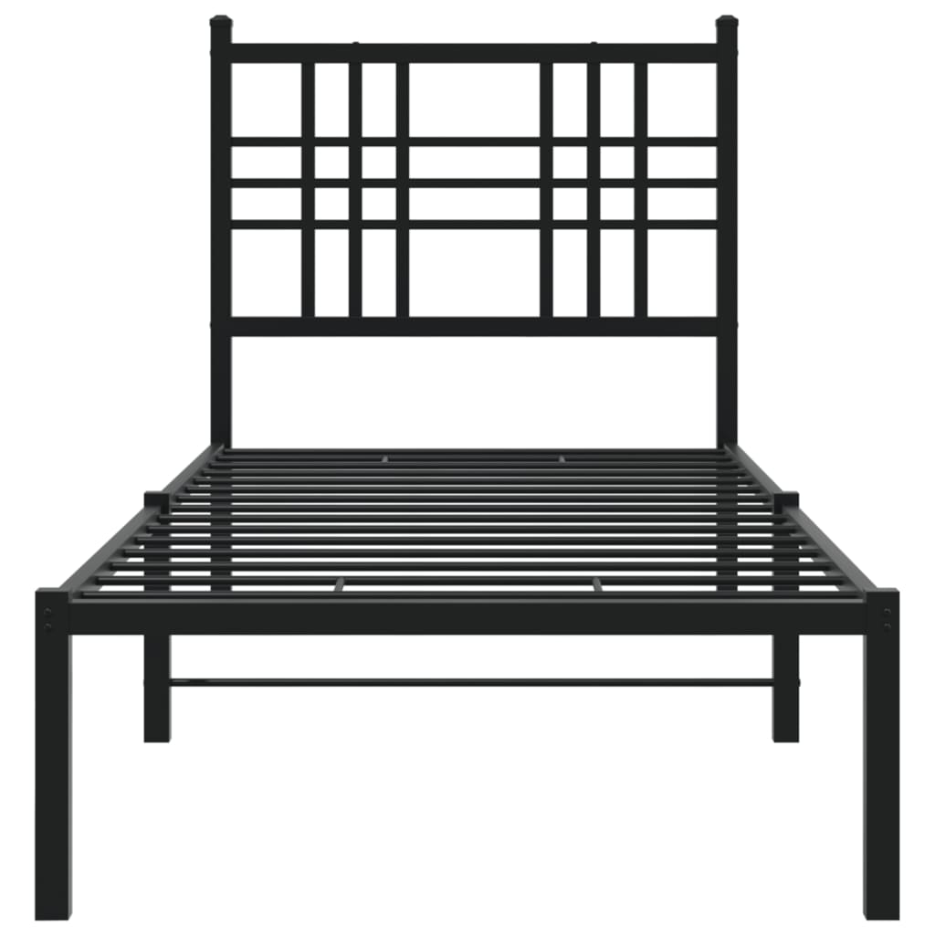 vidaXL Metal Bed Frame without Mattress with Headboard Black 80x200cm