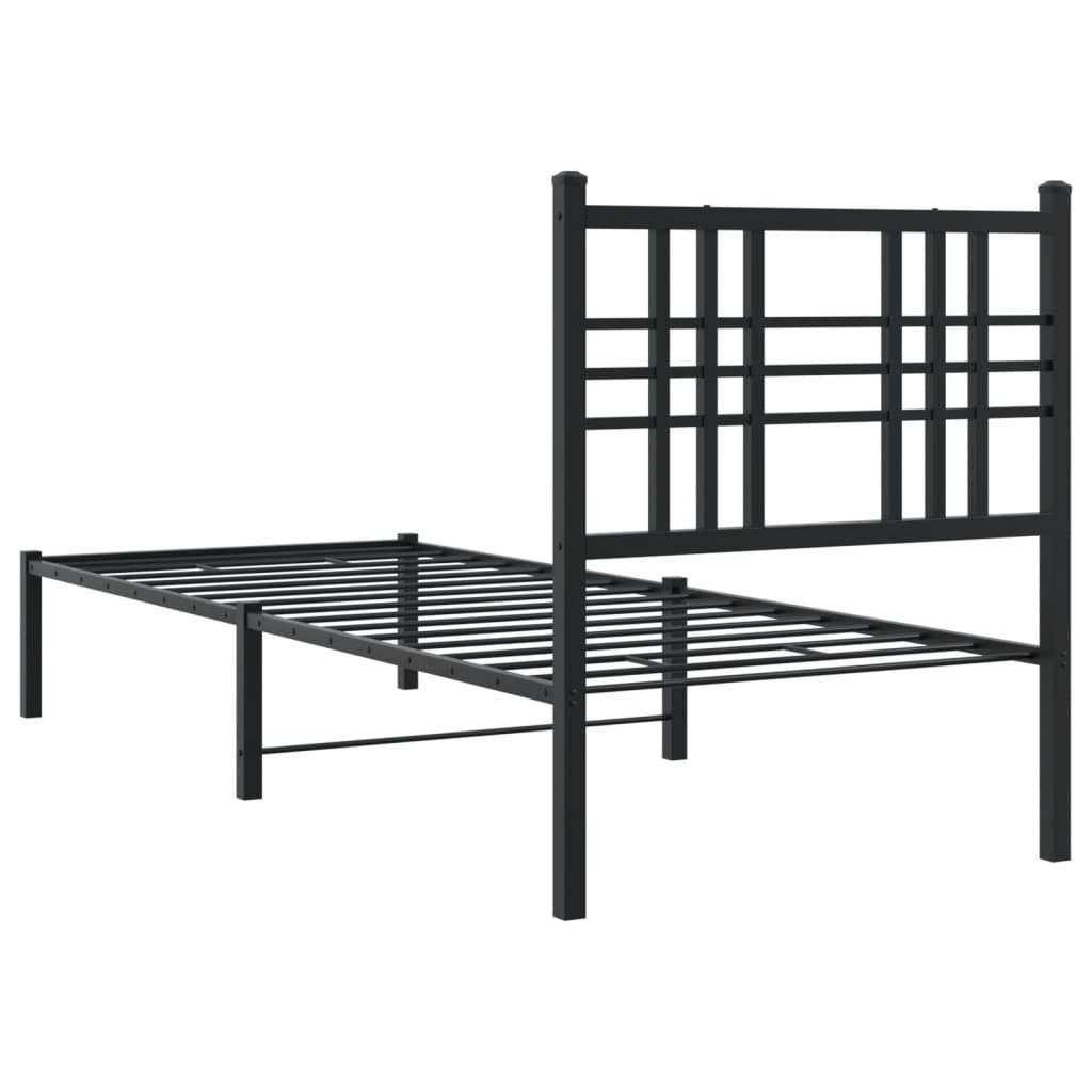 vidaXL Metal Bed Frame without Mattress with Headboard Black 80x200cm